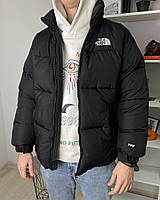 Зимняя куртка мужская с капюшоном спортивная ТНФ, теплый короткий пуховик на зиму черная The North Face