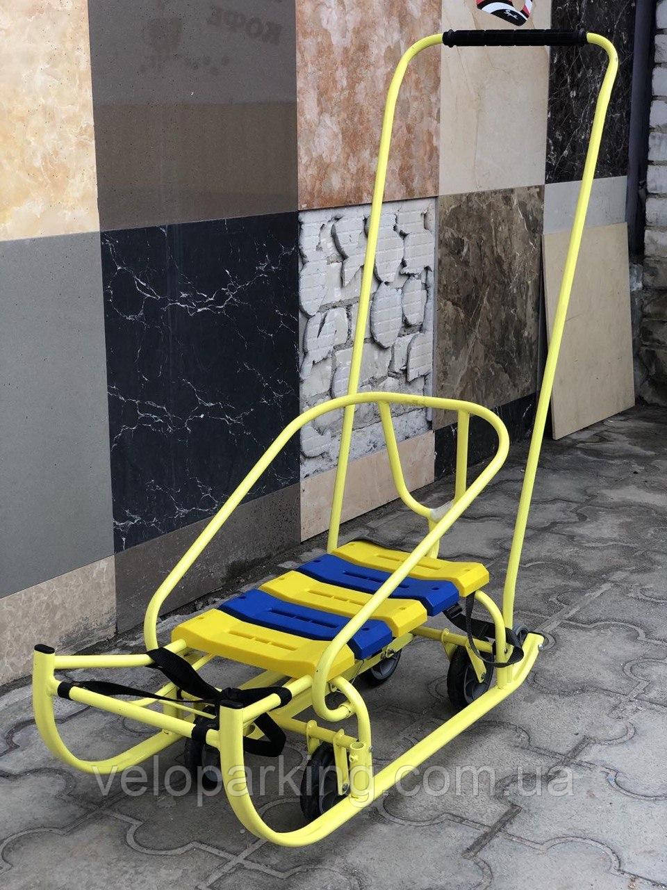 Санки Кравчучка на коліщатках (висувні) з ручкою штовхачем, візок висувний механізм шасі