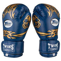 Боксерские перчатки Twins PVC синие TW-4B, 4 унции