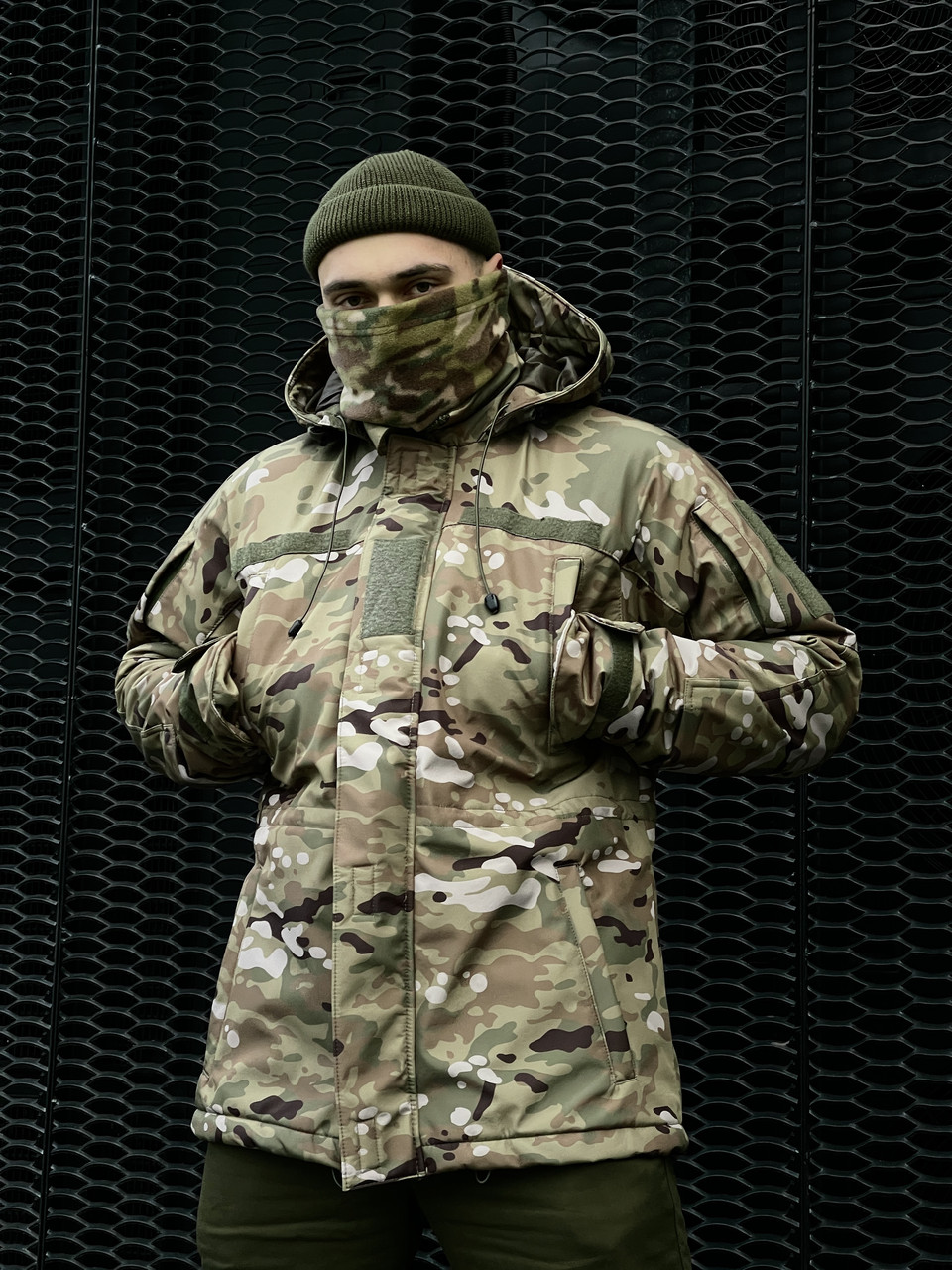 Тепла чоловіча армійська куртка бушлат Single Sword мультикамуфляж для ЗСУ, чоловіча тактична зимова куртка