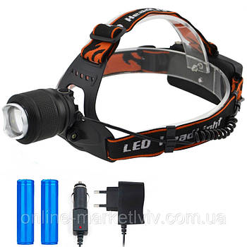 Ліхтар налобний BL-2199-T6, з фокусуванням / Ліхтарик акумуляторний зі зумом / Ліхтарик світлодіодний на голову