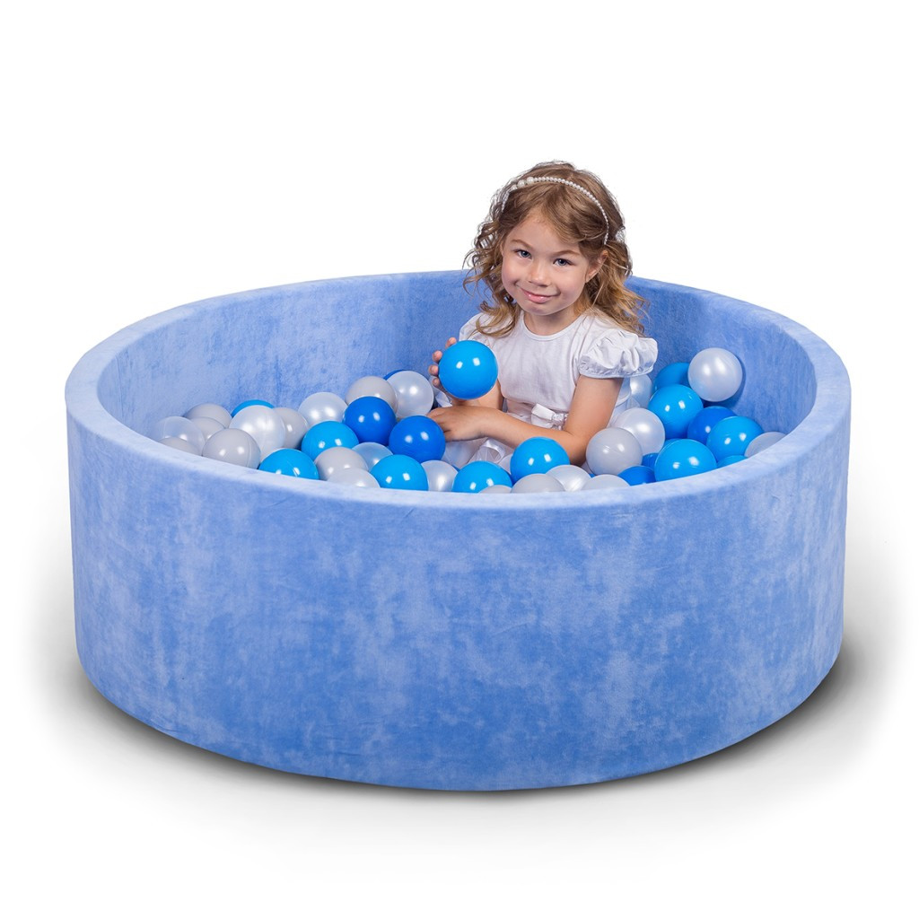 Сухой бассейн 100 см для детей с цветными шариками 50 шт, бассейн манеж, сухой бассейн с шариками синий - фото 1 - id-p2020450073