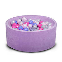 Сухой бассейн 80 см для детей с цветными шариками 150 шт, бассейн манеж, сухой бассейн с шариками фиолетовый