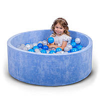Сухой бассейн 80 см для детей с цветными шариками 150 шт, бассейн манеж, сухой бассейн с шариками синий