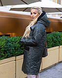 Зимова Куртка довга жіноча стьобана з капюшоном, фото 8