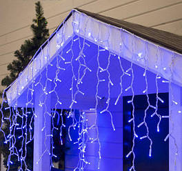 Гірлянда вулична LED Бахрома Icicle 8 режимів 100 ламп білий дріт 5 м Синій (5653637)