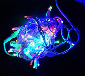 Гірлянда вулична LED нитка 100 ламп 10 м Мульти Білий дріт (40)