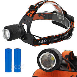 Ліхтарик налобний з ZOOM + 2 акумулятори, BL-2199-T6 / LED ліхтар на голову / Світлодіодний ліхтар налобний