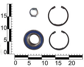 Ремкомплект маточини ВАЗ 1117-19 передній (підшипник (256707) — 1 шт. стоп. кільце — 2 шт., гайка — 1 шт.), фото 2