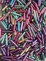 Посыпка сахарная на торт палочки разноцветные металлизированные 10 г