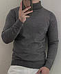 Чоловічий світлий гольф утеплений сірий светр під горло люкс-якість, фото 9