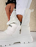Жіночі білі дутики сноубутси збоку змійка 36 38 39 40 розмір, фото 5