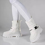 Жіночі білі дутики сноубутси збоку змійка 36 38 39 40 розмір, фото 4