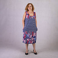 Сарафан жіночий літній із горошком трикотажний великих розмірів р.54-62