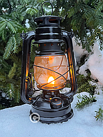 Керосиновая лампа Огонек, Гасовая лампа + набор фитилей 4 шт в подарок Черный