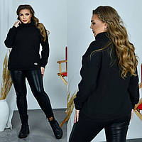 Теплый женский свитер черный из ангоры под горло большого размера (3 цвета) НФ/-3683