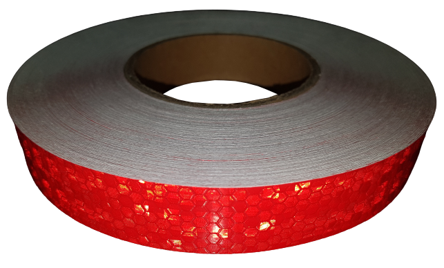 Світловідбиваюча самоклеюча стрічка червона, ширина 2.5см, довжина 5м