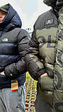 Куртка чоловіча The North Face зимова пуховик чорний із синім капюшоном теплий модний укорочений, фото 6