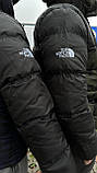 Куртка чоловіча The North Face зимова пуховик чорний із зеленим з капюшоном теплий модний укорочений, фото 4