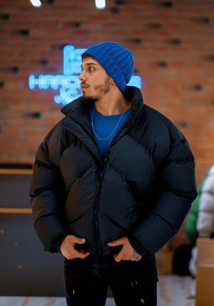 Стильна чоловіча куртка ОВЕРСАЙЗ еко пух (Розміри S,M,L,XL), Чорна