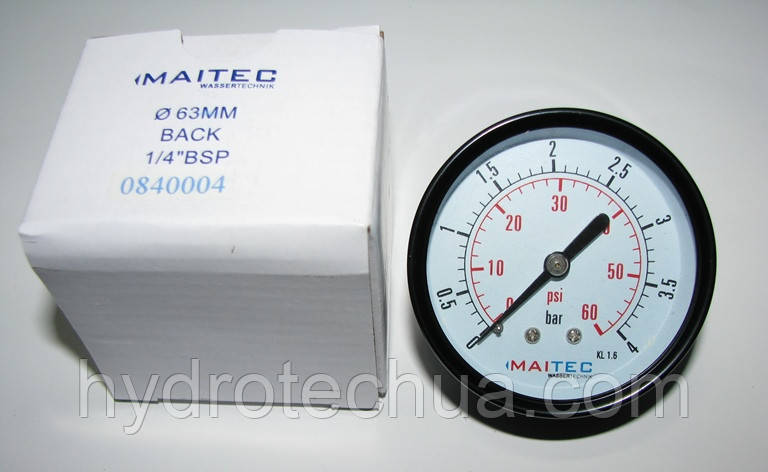 Манометр осьовий MAITEC (1/4") 0 - 4 бар