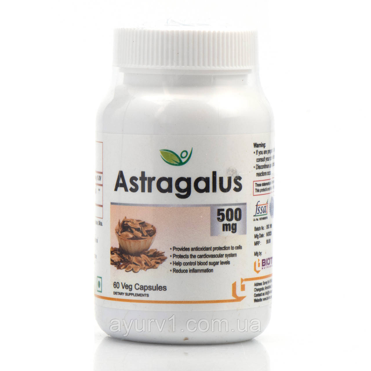 Астрагал Біотрекс 500 mg Astragalus Biotrex 60 veg.capsules для імунітету, при гіпертонії, антиосидант