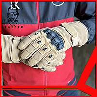 Тактичні повнопалі рукавички з захистом кісточок Tactic армійські штурмові рукавички Койот (L)