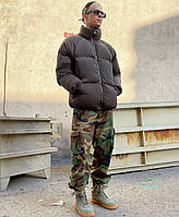 Стильная мужская зимняя куртка ОВЕРСАЙЗ силикон 250 (Размеры S,M,L,XL), Черная