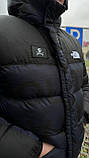 Куртка чоловіча The North Face зимова пуховик чорний із синім капюшоном теплий модний укорочений, фото 7