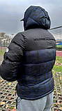 Куртка чоловіча The North Face зимова пуховик чорний із синім капюшоном теплий модний укорочений, фото 8
