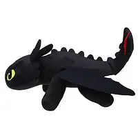 Плюшевая игрушка-подушка для детей дракон Беззубик, Ночная Фурия 35 см Черный