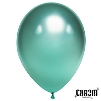 Шар (10''/25 см) Зеленый, хром, Globos