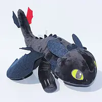 Якісна м'яка іграшка-подушка для сну із плюшу Беззубик, Нічна Фурія 45 см Чорний