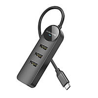 Адаптер Borofone DH6 Erudite 4-in-1 100 Mbps Ethernet Adapter(Type-C to USB2.0*3+RJ45)(L=0.2M) Black inc