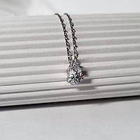 Женская серебряная цепочка колье Капелька с Белым камнем серебро 925 пробы размер 41+5 см 0622.01 2.17г