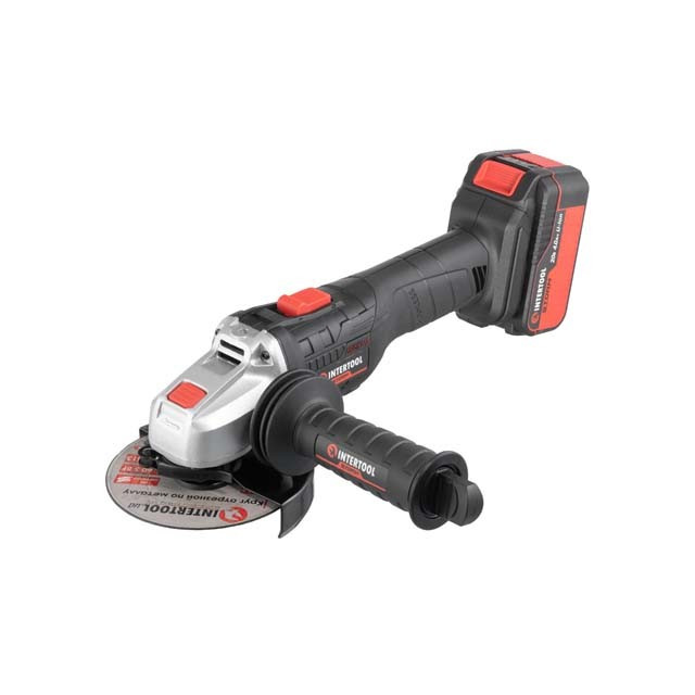 Шліфмашина кутова акумуляторна з безщітковим двигуном 20 В, 125 мм, 10000 об/хв, Li-Ion, 4.0 Аг, ЗП 4 А, кейс INTERTOOL WT-0366, фото 1