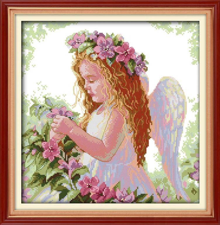 Набір для вишивання за нанесеною на канву схемою "A Beautiful Angel (2) ". AIDA 14CT printed, 35*35 см