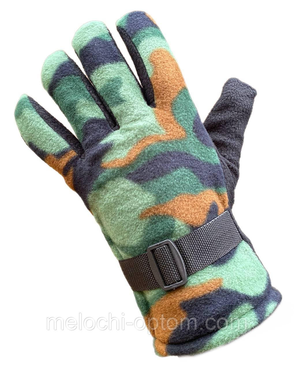 Флісові зимові рукавички із утеплювачем Камуфляж