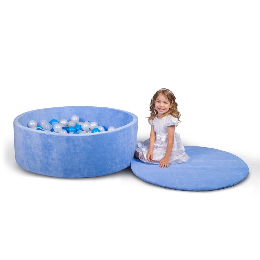 Сухой бассейн 100 см для детей с цветными шариками 50 шт, бассейн манеж, сухой бассейн с шариками синий - фото 3 - id-p2020539655