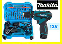 Акумуляторний Шуруповерт Makita 12 V дрель з набором інструментів