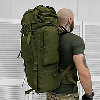 Тактический оливковый рюкзак на 100 литров CORDURA 1000D, Армейский большой рюкзак 100л олива