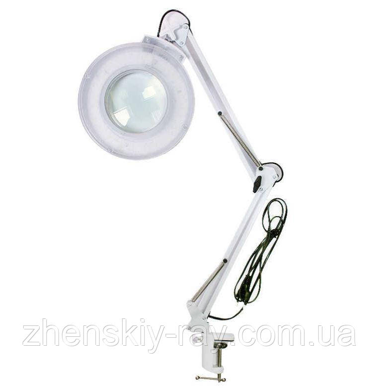 Лампа-лупа настільна LED на струбціні