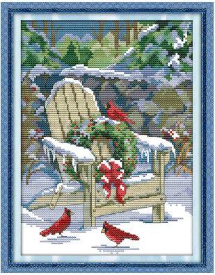 Набір для вишивання за нанесеною на канву схемою "Christmas snow". AIDA 14CT printed 21*30 см