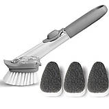 Щітка з дозатором для миття посуду Automatic Decontamination Wok Brush багатофункціональна з насадками, фото 6