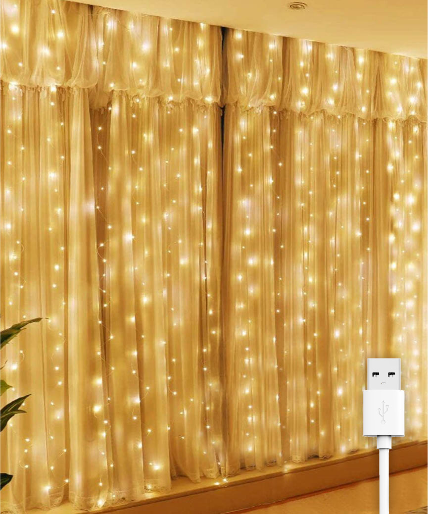 Світлодіодна гірлянда штора Роса 3x2м, від USB, 400 LED, 8 режимів + статичний, IP44