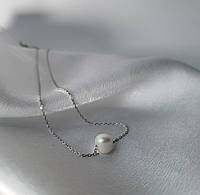 Женская серебряная цепочка с подвеской колье с Жемчужиной размер 43 +5 см серебро 925 пробы кл2ж/800ш
