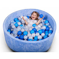 Сухой бассейн 100 см для детей с цветными шариками 200 шт, бассейн манеж, сухой бассейн с шариками синий
