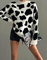 Стильний яскравий жіночий трикотажний джемпер в анімалістичний принт теплий светр універсального розміру