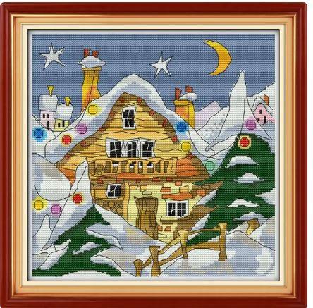 Набір для вишивання за нанесеною на канву схемою "Street snow (2)". AIDA 14CT printed 28*28 см