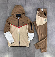 Спортивний костюм Nike Tech Fleece чоловічий коричневий кофта та штани весна осінь брендовий найк теч фліс